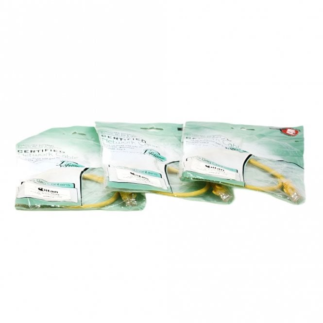 3x certified RJ45 Ethernet cable, yellow 0.5m, sealed