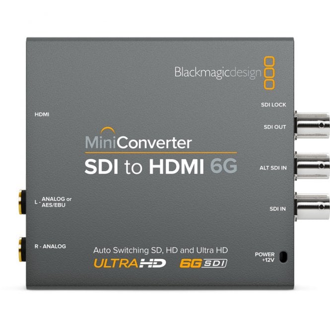Blackmagic BMD-CONVMBSH4K6G Convert SDI in SD, HD and Ultra HD to HDMI 4K with analogue and AES audio