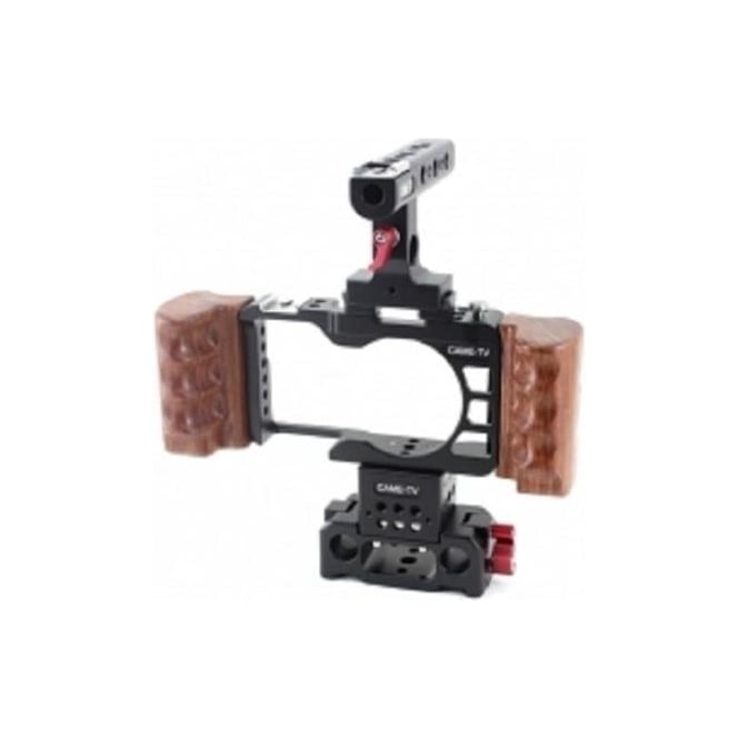 CAME-TV A6300-2 Rig For Sony A6300 / A6500 Camera Cage With Wooden Handle