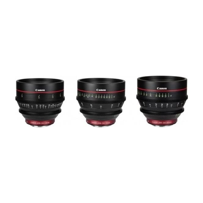 Canon CN-E 3 EF Mount Prime Lens 24, 50, 85mm with Peli Case