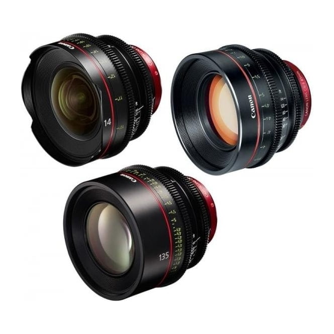 Canon CN-E 3 EF Mount Prime Lens Bundle 14, 85, 135 with Peli Case