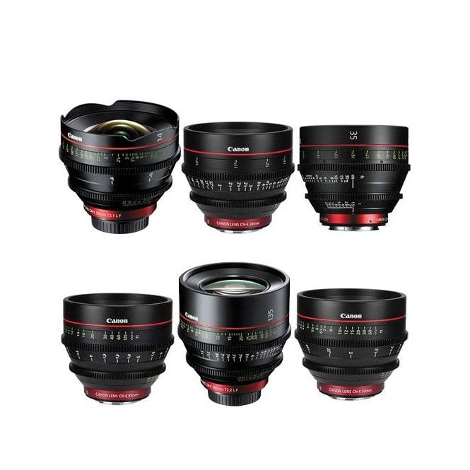 Canon  CN-E Prime lenses set 14, 24, 35, 50, 85, and 135mm, used