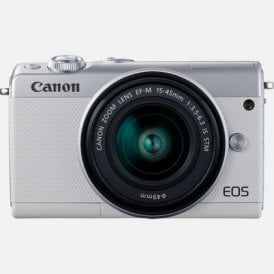 Canon EOS M100 White + EF-M 15-45mm f/3.5-6.3 IS STM Lens Silver + irista 50GB