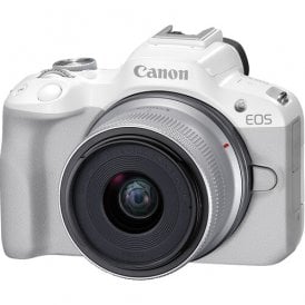 Canon EOS R50 Mirrorless Camera With RF-S 18-45mm Lens (White)