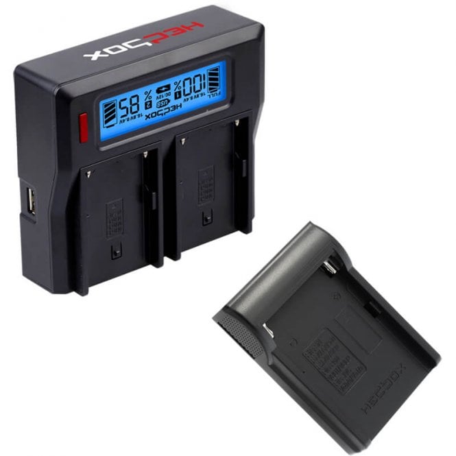 HedBox RP-DC50/DFM50 Dual Battery Charger with Battery Charger Plate