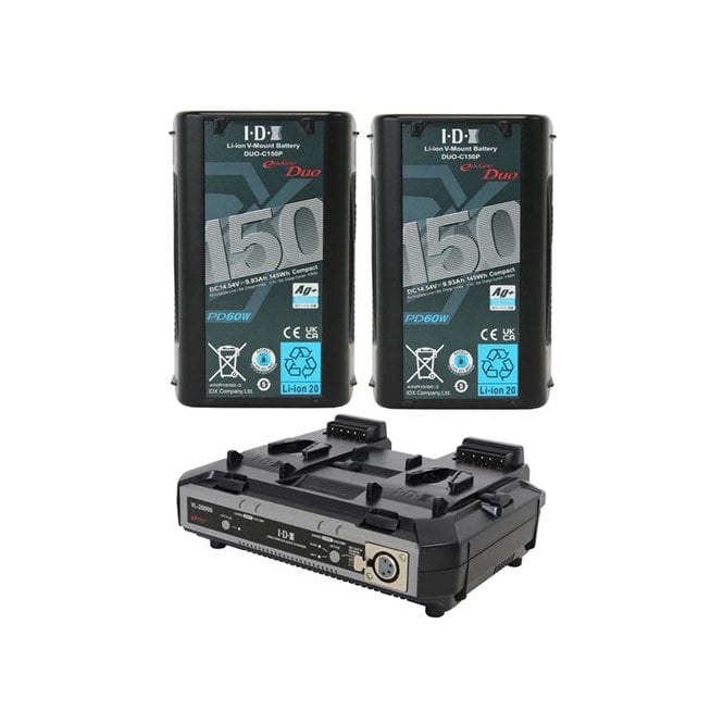 IDX DUO-C150P Batteries and VL-2000S Simultaneous Charger Kit 