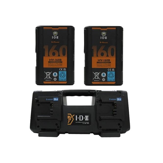 IDX HV-160B Batteries and BL-4SX 4 Ch Simultaneous B-Mount Charger