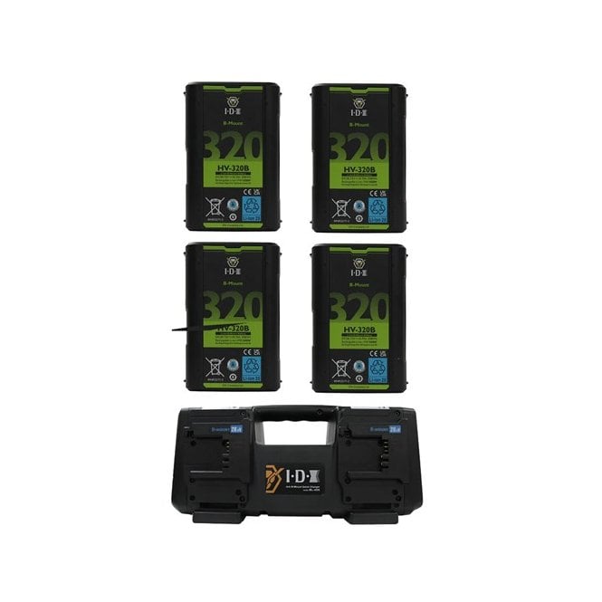 IDX HV-320B Batteries and BL-4SX 4Ch Simultaneous B-Mount Charger