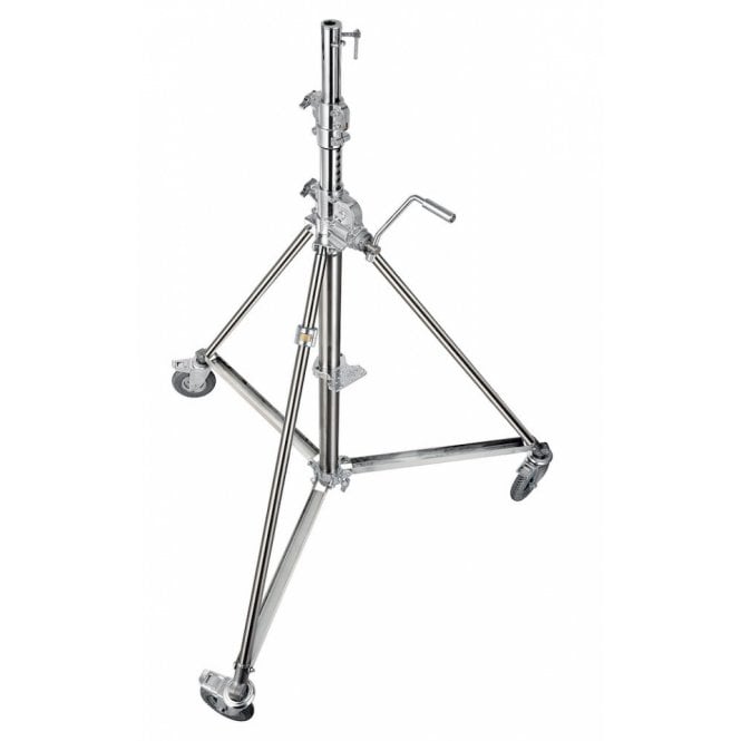 Manfrotto MAN-B6040X Super Wind-up 40 Stand with Braked Wheels (Stainless/Chrome-plated, 12.6')