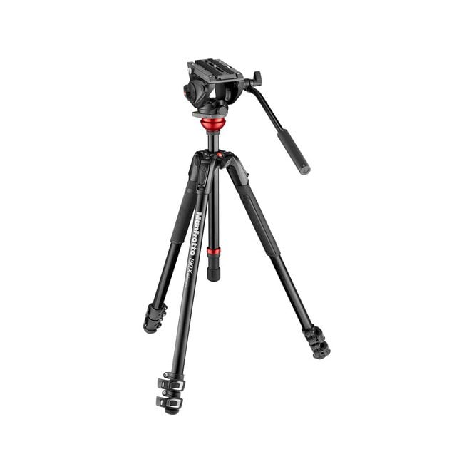 Manfrotto MAN-MVK500190XV 500 Fluid Video Head with 190X Video Aluminum Tripod and Leveling Column Kit