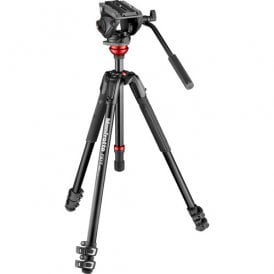 MAN-MVK500190XV 500 Fluid Video Head with 190X Video Aluminum Tripod and Leveling Column Kit