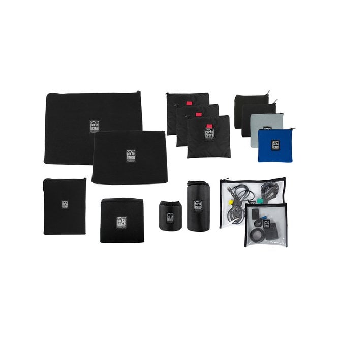 Portabrace POUCH-SETSPECIAL149 11 Padded Fabric Pouches, 2 Large Clear Pouches, and 2 Lens Cups Set