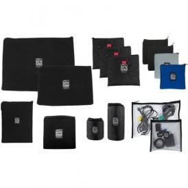 POUCH-SETSPECIAL149 11 Padded Fabric Pouches, 2 Large Clear Pouches, and 2 Lens Cups Set