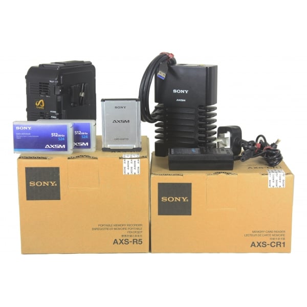 Sony AXS-R5 External Recorder AXS-CR1 Reader & 2x 512GB AXS Cards,Used