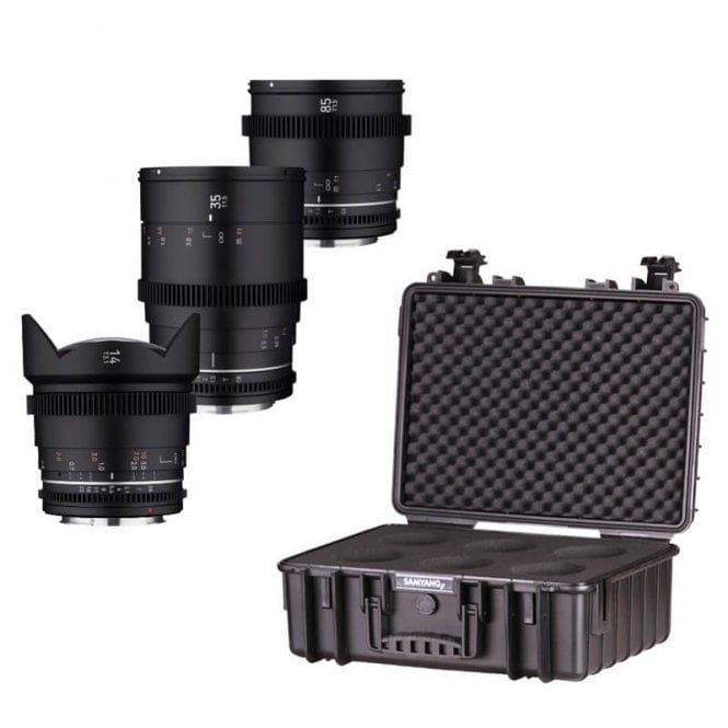 Samyang VDSLR MK2 3-LENS KIT RF 3 x Manual focus, full frame cine lenses and hard case - Canon RF Mount