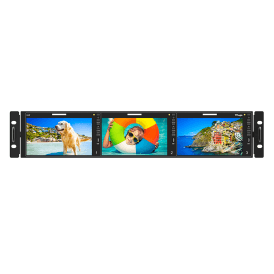 R-5T 3x 5.5in Full HD Multi-Channel LCD Rack Monitors 2RU